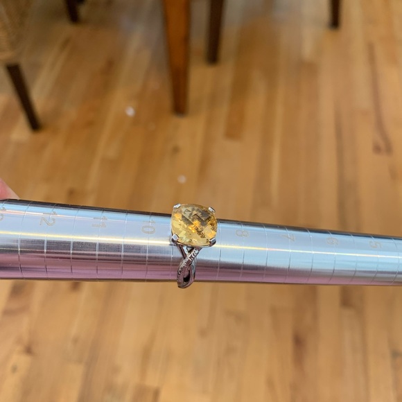 Sterling Silver 925 Cushion Cut Yellow Cubic Zirconia ring, sz 9.25 - Picture 10 of 12